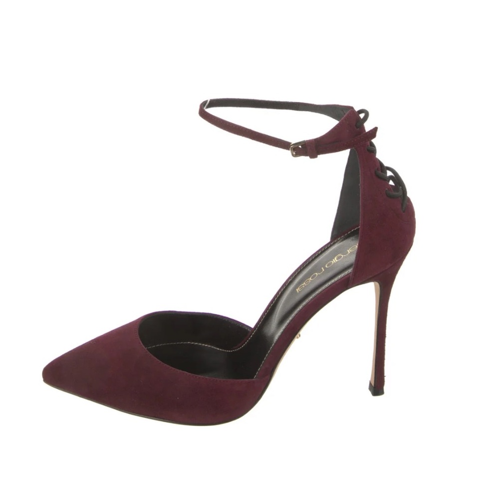 Sergio Rossi Burgundy Ankle Strap Heels NWT size 38 or 7.5
